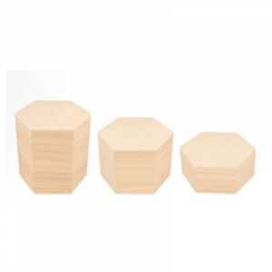 set boites hexagonales en bois   lot de 3 pieces