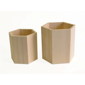 set de 2 pots hexagonaux en bois