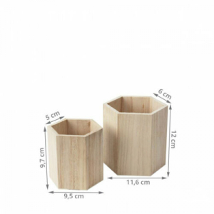 Set de 2 pots hexagonaux en bois