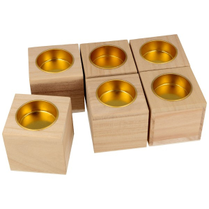Bougeoir en bois - 6 x 6 cm